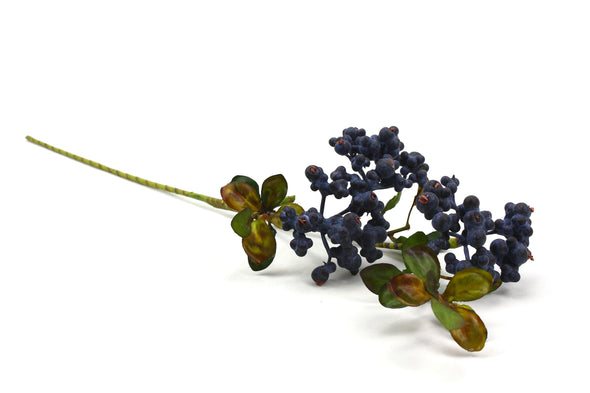 Berry Artificial Flower Spray x3 Small Clusters - Purple Black 48cm