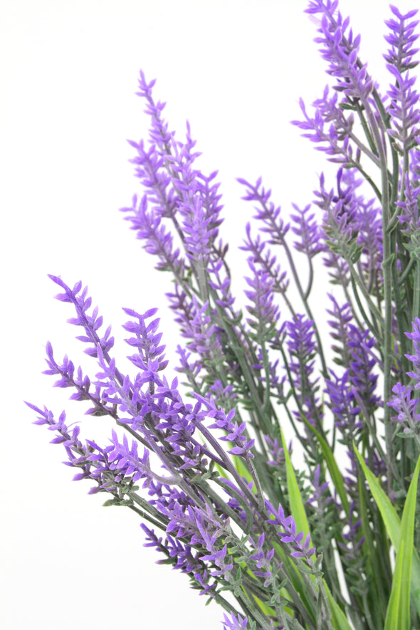 Lavender Bush Artificial Flower Spray - Purple 36cm