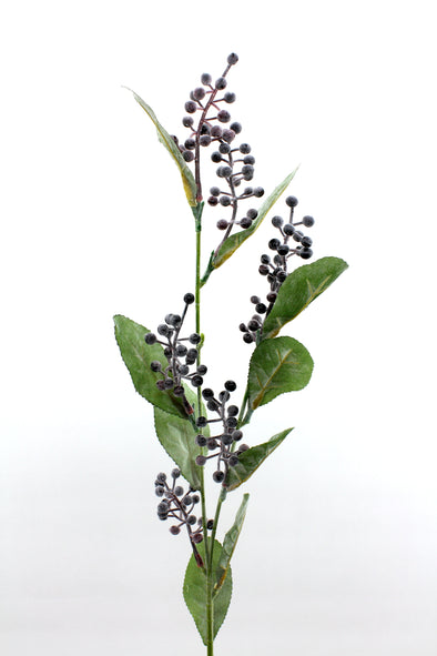 Berry Leaf Artificial Flower Long Spray - Burgundy Grey 80cm