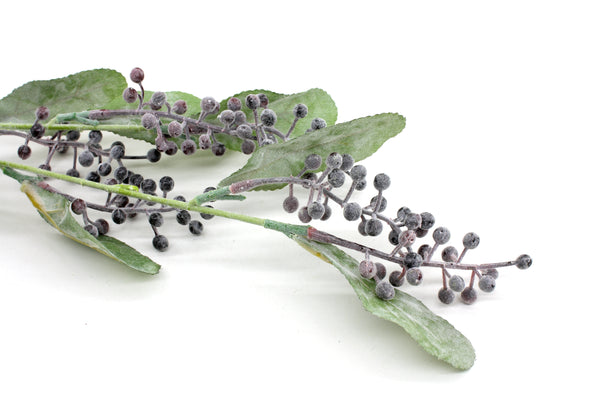 Berry Leaf Artificial Flower Long Spray - Burgundy Grey 80cm