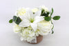 Artificial White Mixed Garden Flower Arrangement In Light Dusty Pink Ceramic Pot