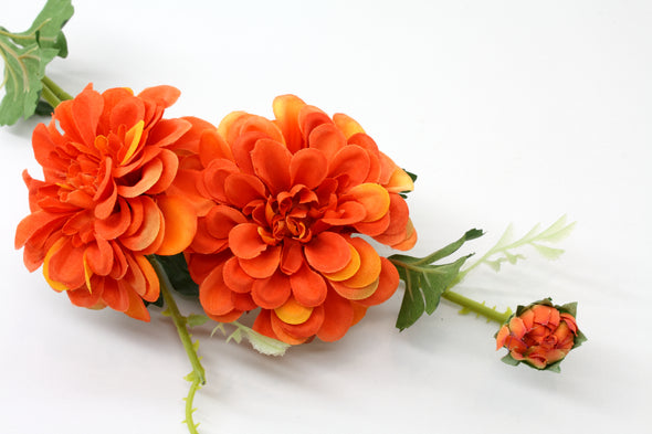 Dahlia Artificial Flower Spray - Orange 60cm