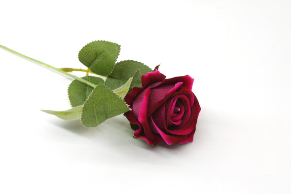 Velvet Rose Artificial Flower Stem - Cerise 50cm