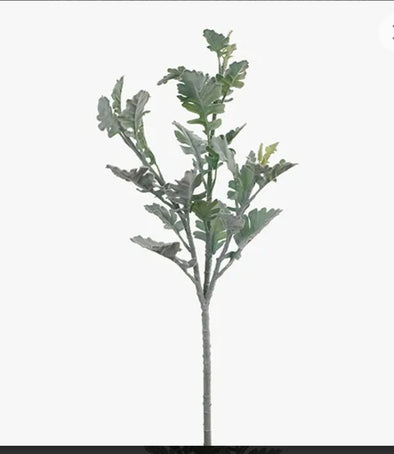 Dusty Miller Long Stem Artificial Flower Spray Green Grey 71cm