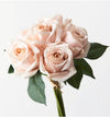 Rose Bunch 6 Flowers Soft Pink Real Touch 28cm
