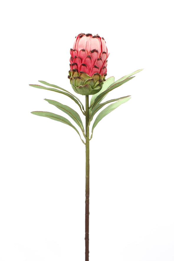 Large pink red artificial Protea stem