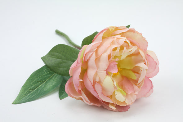 Peony Artificial Flower Stem - Cream Pink 33cm