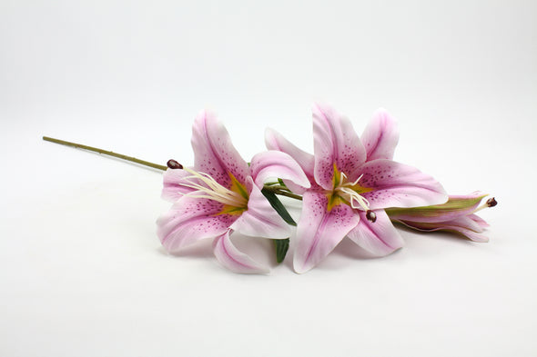 Casablanca Tiger Lily (2 Heads) Real Touch Artificial Flower - Lilac 80cm