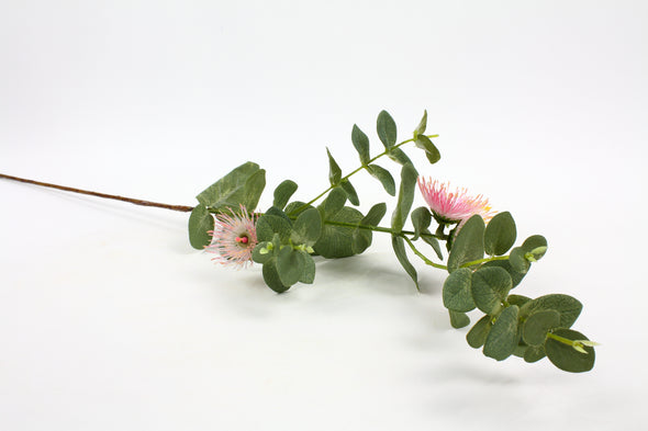 Eucalyptus Gum Blossom Flowering Native Artificial Flower Foliage Spray - Pink Green 76cm
