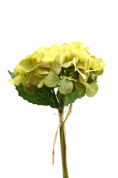Hydrangea Bunch x3 Artificial Flower Bunch - Green 32cm