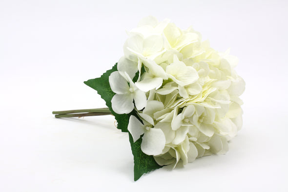 Hydrangea Bunch x3 Artificial Flower Bunch - White 32cm