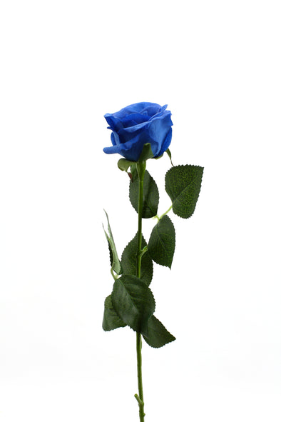 Rose Half Bloom Deep Blue Real Touch 55cm