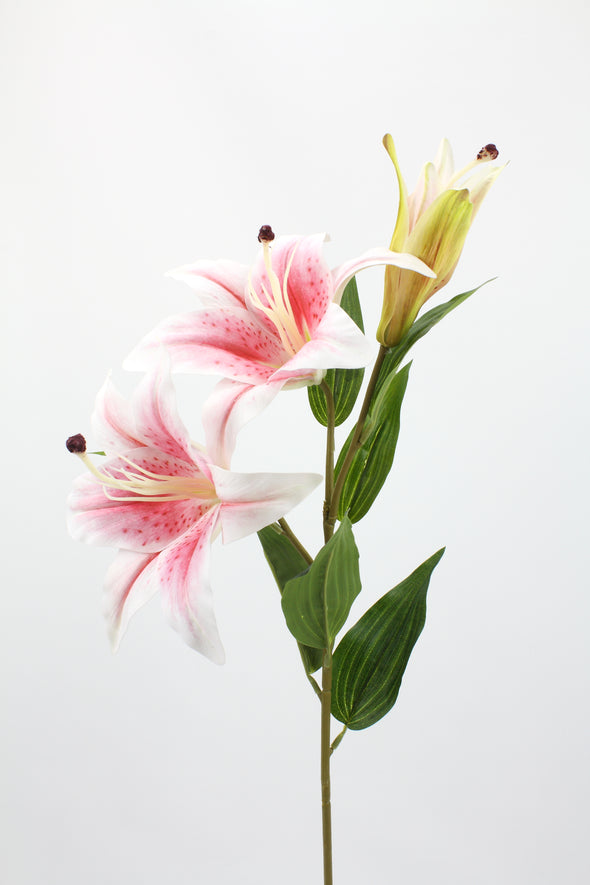 Casablanca Tiger Lily (2 heads) Real Touch Artificial Flower - Soft Pink 80cm