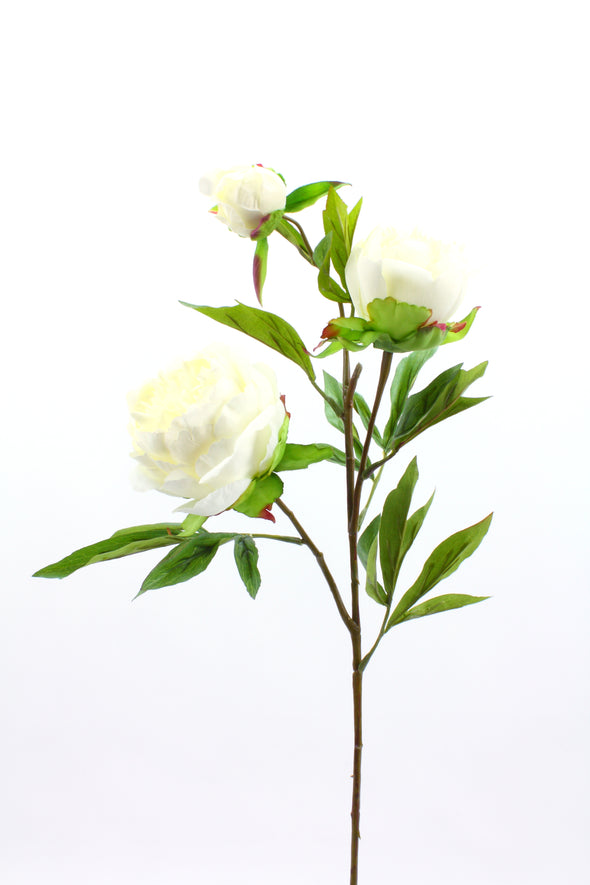 white artificial Peony flower spray