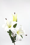 Casablanca Tiger Lily (2 heads) Real Touch Artificial Flower - White 80cm