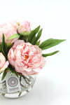 Pink Peony in clear fishbowl vase 