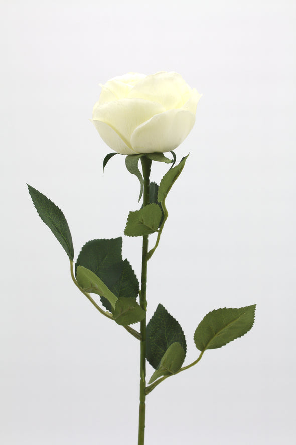 Rose David Austin Early Bloom Artificial Flower - White Real Touch 69cm