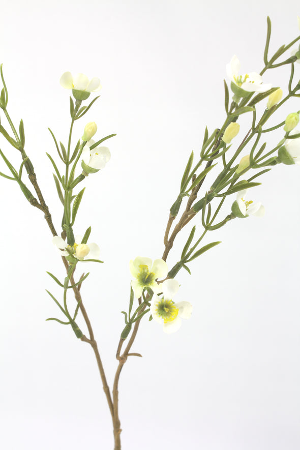 Wax Flower Artificial Flower Spray - White 52cm