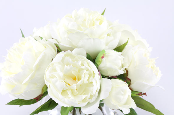 White Peony Artificial Flower Arrangement - Medium
