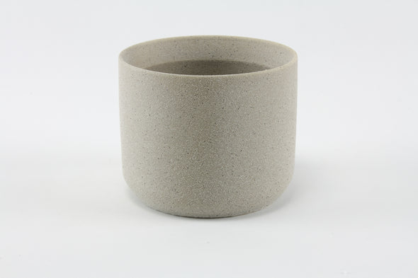 Ceramic Cylinder Pot - Grain Light Grey- Small 9.5cmH x 11.5cmD