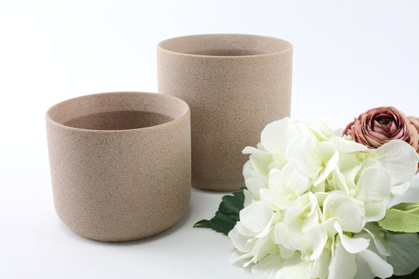 Ceramic Cylinder Pot - Grain Blush - Small 9.5cmH x 11.5cmD