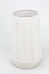 Metal Vase Pot With High Gloss Ceramic Look - Whitewash 29cmH x 18cmW