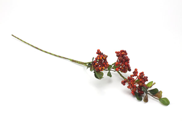 Berry Artificial Flower Spray x3 Small Clusters - Red 48cm