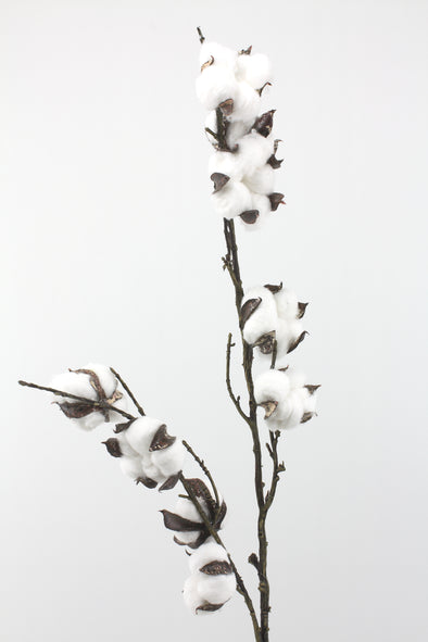 Cotton Artificial Flower Spray - White 71cm