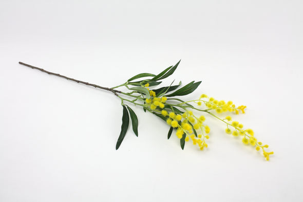 Mimosa Wattle Artificial Flower Spray - Yellow 76cm