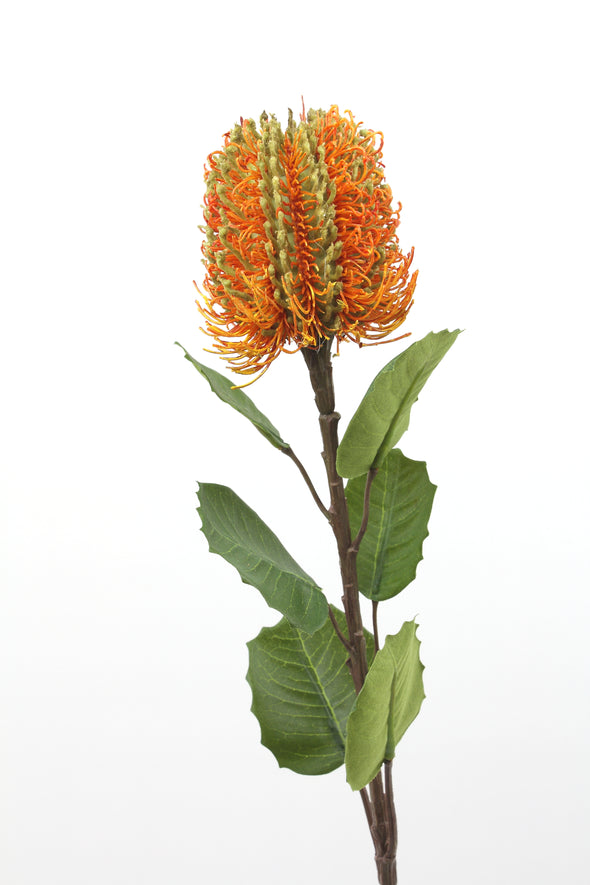 Banksia Artificial Flower - Orange Green 56cm
