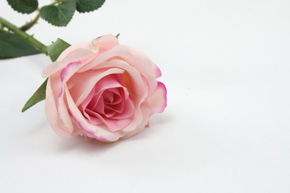 Rose Half Bloom Pink 55cm Real Touch