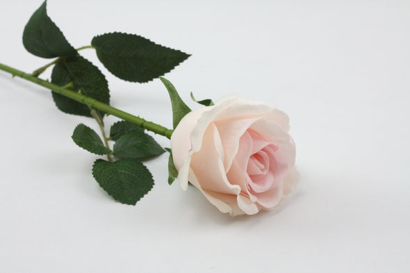 Rose Half Bloom Light Pink 55cm Real Touch