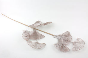 Ginkgo Artificial Leaf Spray Metallic Rose Gold 88cm