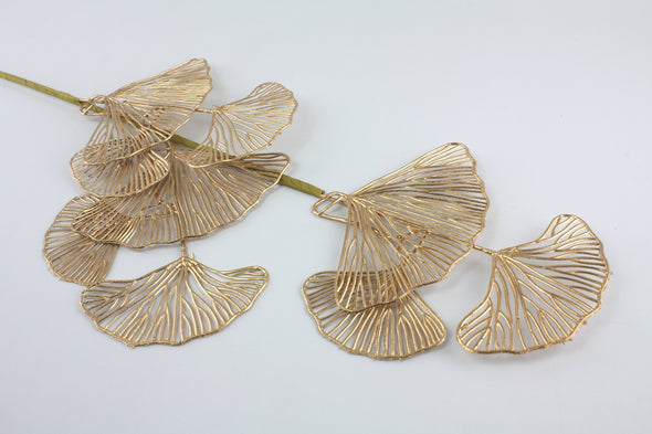 Ginkgo Artificial Leaf Spray Metallic Gold 70cm
