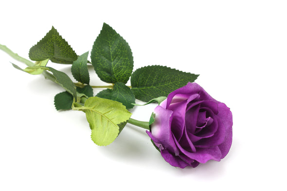 Rose Half Bloom Purple 55cm Real Touch