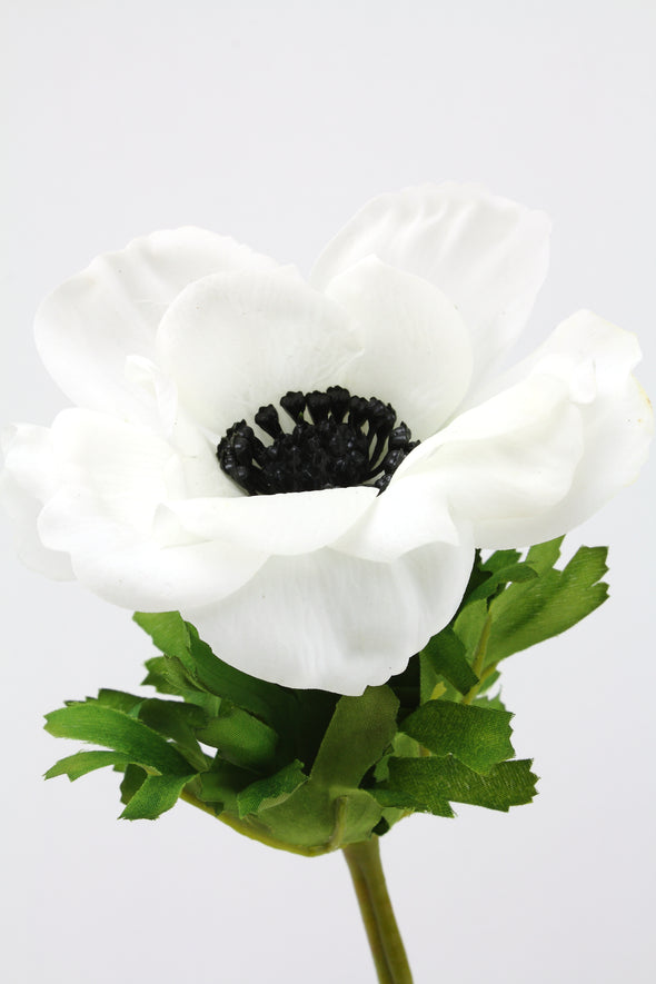 Anemone Real Touch Artificial Flower - White 50cm